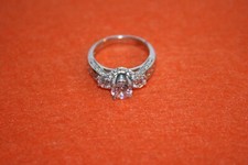 DESIGNER STERLING SILVER CUBIC  RHINESTONES RING EXCELLENT CONDITION