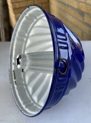 #ad Antique Porcelain Cobalt Blue amp; White Early American 1800’s Metal Food Mold $67.50