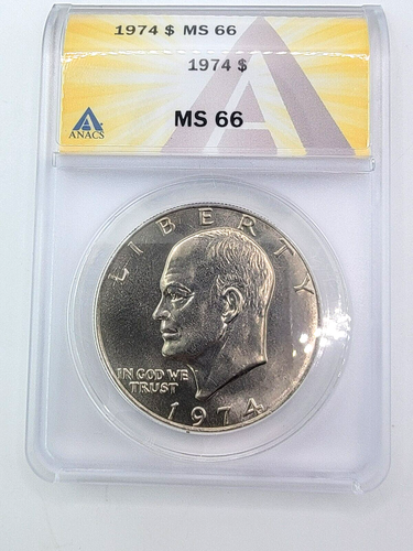 1974 P Eisenhower Dollar MS 66 - ANACS - Ike - Blast White - High Grade Low Pop - Picture 3 of 6