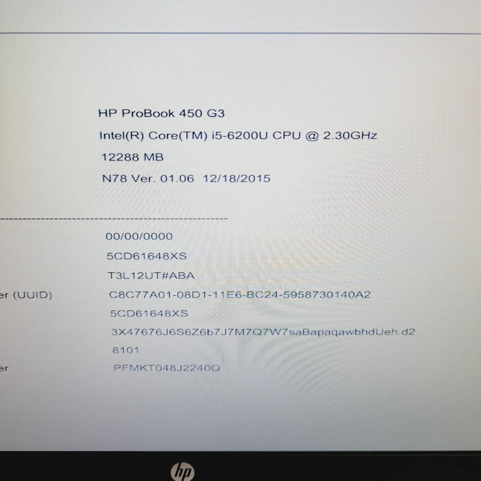 HP ProBook 450 G3 Core i5 6200U 2.3GHz 12GB RAM Sin HDD 15.6" - ***ARRANQUE EN BIOS Foto 3 de 4