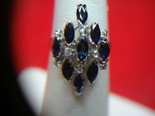 STERLING SILVER MULTI-BLUE STONE RING - VERY STYLISH NICE
