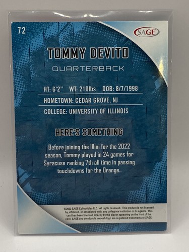 2023 SAGE Low Series - Red #72 Tommy DeVito (RC) - Picture 2 of 2
