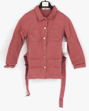 Justfab: Casual Denim Utility Jacket Pink Mauve Small