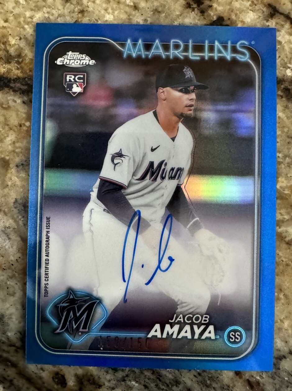 2024 Topps Chrome - Jacob Amaya Blue Refractor Rookie Auto /150 #RA-JAM