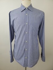Banana Republic L 16-16 1/2 Blue Stripe Long Sleeve Business Men Shirt