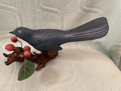 Rare 1981 Numbered Handcarved Bluebird on Driftwood by Audubon Society