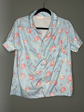 My Melody Hello Kitty Button-Front SS Collared Sleep Shirt Front Pocket CUTE