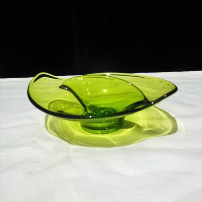New Martinsville Viking Epic Mid Century Green Glass Divided Bowl - Viking Epic Glass Bowl New Martinsville Viking Epic Mid Century Green Glass Divided Bowl - Viking Epic Glass Bowl