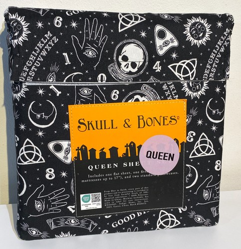 Skull Bones OUIJA BOARD Black QUEEN SHEET SET Mystic Eye Palm Reading halloween - Picture 2 of 2
