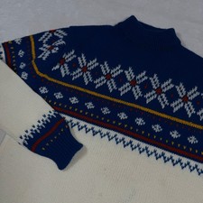 Kingsport Kids Sweater Nordic Snowflake Winter Holiday Acrylic Blue White
