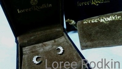 Loree Rodkin Crescent Moon Earrings 925 Silver Unisex w/ Box Rare 4249AK