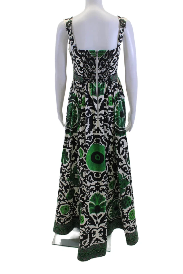 Женский черный макси-сарафан Alice + Olivia с квадратным вырезом на молнии без рукавов размер 8 - Изображение 3 из 4