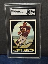 Jim Brown 2001 Team Topps Legends Auto Card SGC 10/9 Cleveland Browns HOF