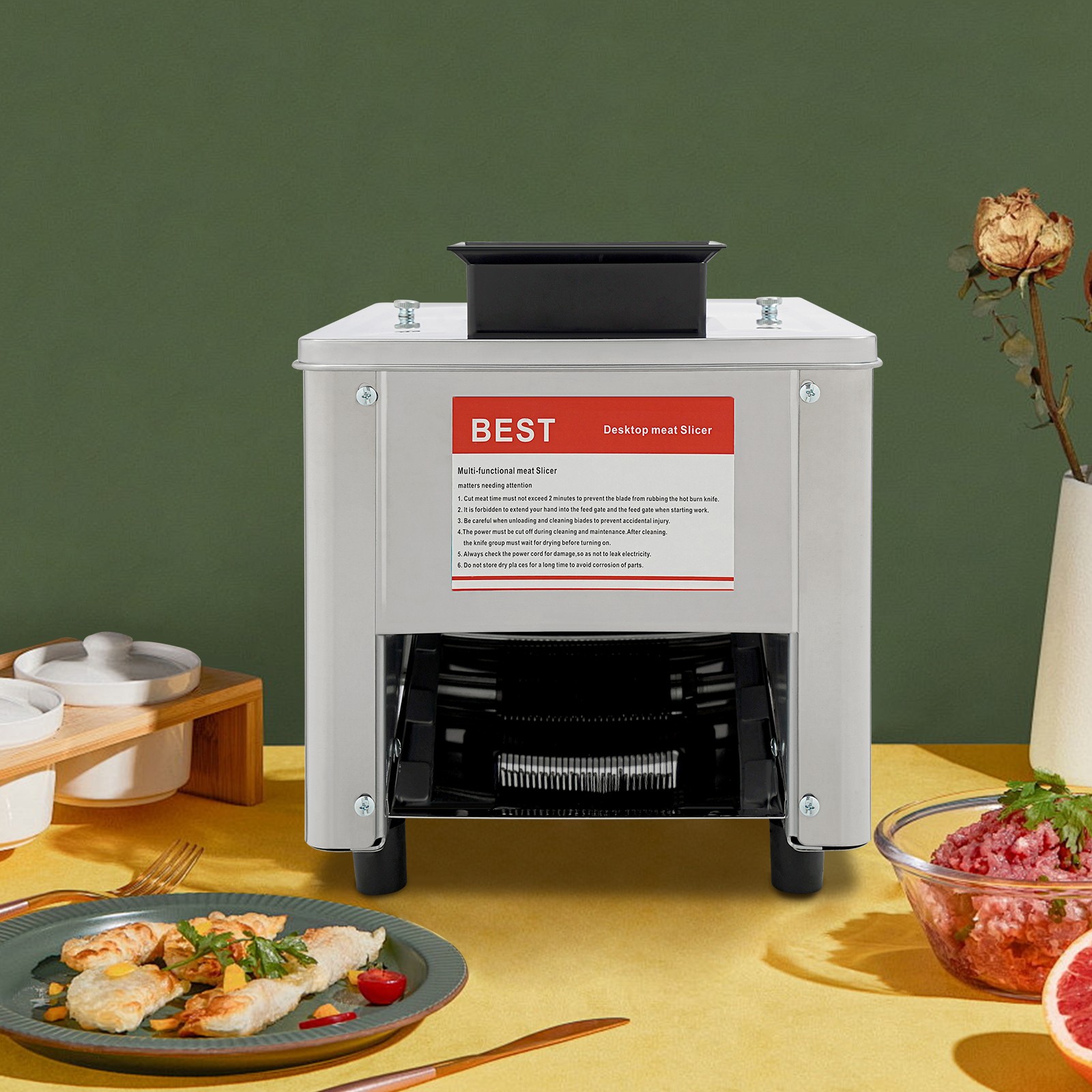 Stainless Steel Meat Cutter Machine Electric Meat Slicer 310r/min Waterproof