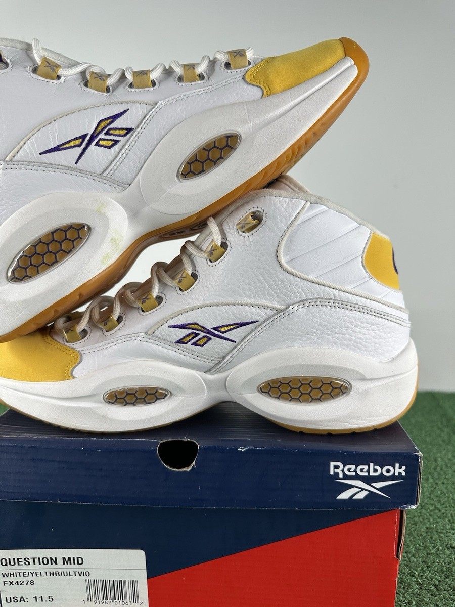 Size 11.5 Mens - Reebok Question Mid Yellow Toe Allen Iversons