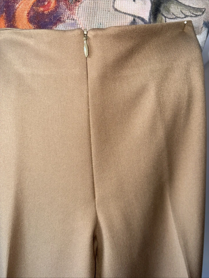Pantalones de vestir Fabrizio Gianni beige para mujer talla 2 carrera negocios oficina Foto 2 de 3
