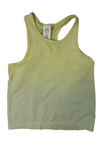 Athleta Girl's Power Up Seamless Sport Length Midi Tank Top, Yellow & Gray, M