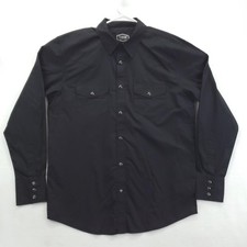 Gibson Trading Company Shirt Mens Medium Black Western Pearl Snap Long Sleeve