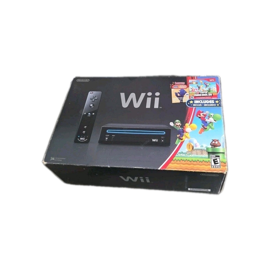 Nintendo Wii Black Console Bundle ~ Super Mario Bros Wii no Remote