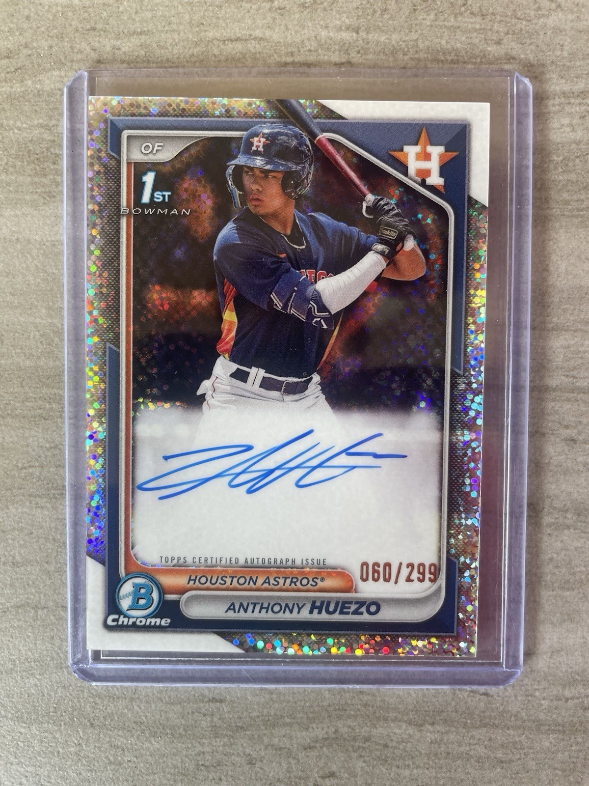 2024 Bowman Chrome 1st Anthony Huezo Speckle Refractor Auto /299 Astros