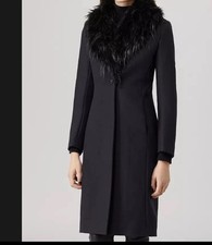 REISS Paloma Ink Blue Wool Coat SIZE L