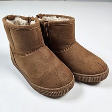 Cat and Jack Toddler Girls Arlo Zipper Shearling Boots Cognac Brown Faux Sz 8