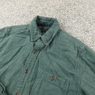 J Crew Shirt Mens S Green Chamois Flannel Suede Elbow Patch Button Up Wool Warm