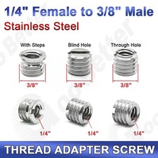 1/4" Female to 3/8" Male Conversion Tripod Head Thread Mount Adapter Plate Screw