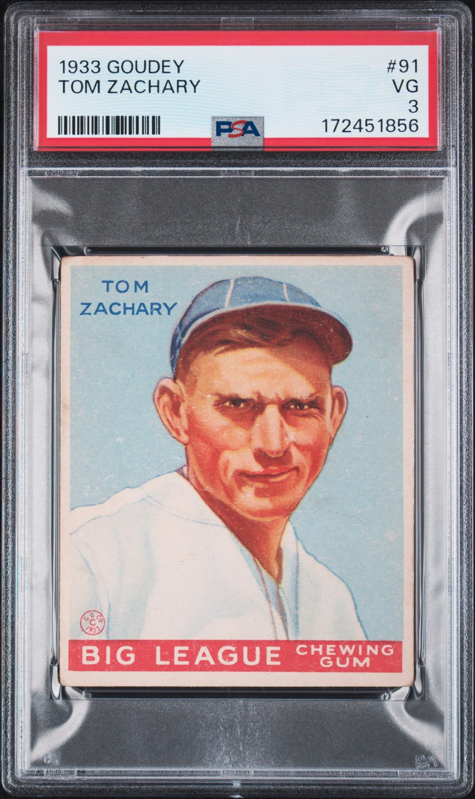 1933 GOUDEY #91 TOM ZACHARY PSA 3