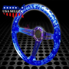 Crystal Steering Wheel Blue 6-holes 345mm Bubble Burnt Spoke Deep Dish Racing