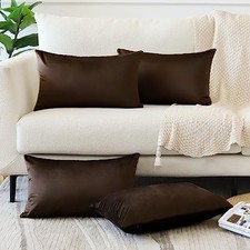 Set of 4 Decorative Throw Pillow Covers 24" x 16" Pack of 4 Chocolate Brown