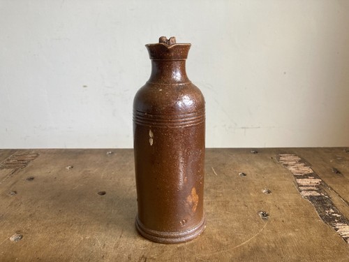 Antique Brown Glazed Stoneware Ink Bottle / Original Screw Cap Barn Salvage - Picture 3 of 15