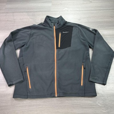 Eddie Bauer First Ascent Jacket Mens XL Gray Full Zip Fleece Performance Outdoor