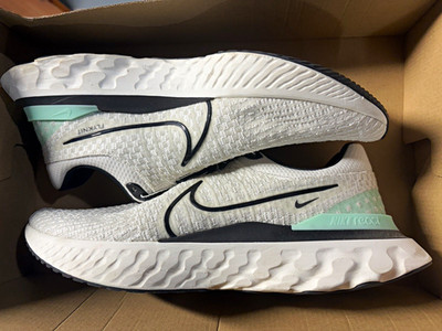 Nike React Infinity Run Flyknit 3 White/Black/Mint Men's Running Shoes 11.5