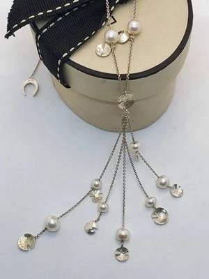 Links of London waterlily PEARL necklace lily pad sterling silver PURITY
