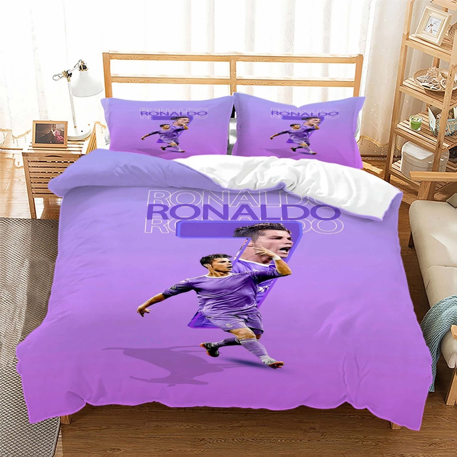 3D Star Cristiano Ronaldo Printed Bed Cover Pillowcase Bedding