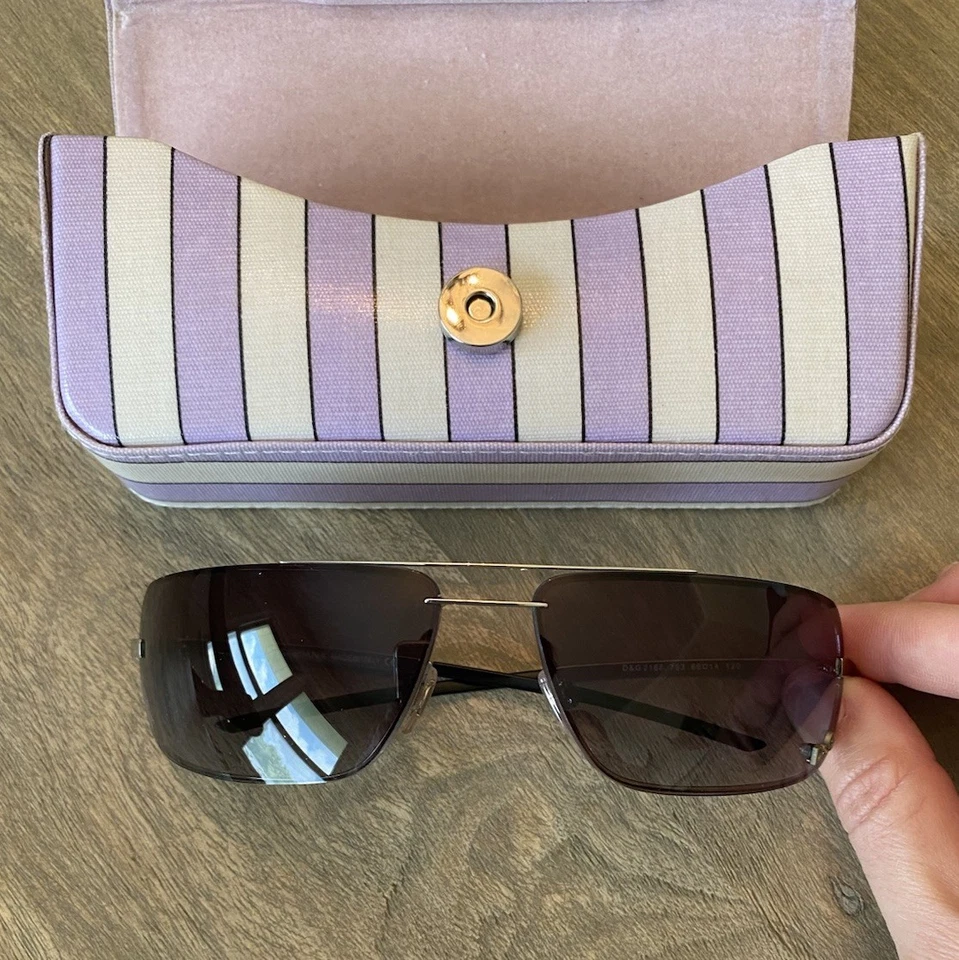 Lulu Guinness Purple Striped Logo Eyeglass Sunglasses HardCase w/ DG Sunglasses - Image 4 of 4