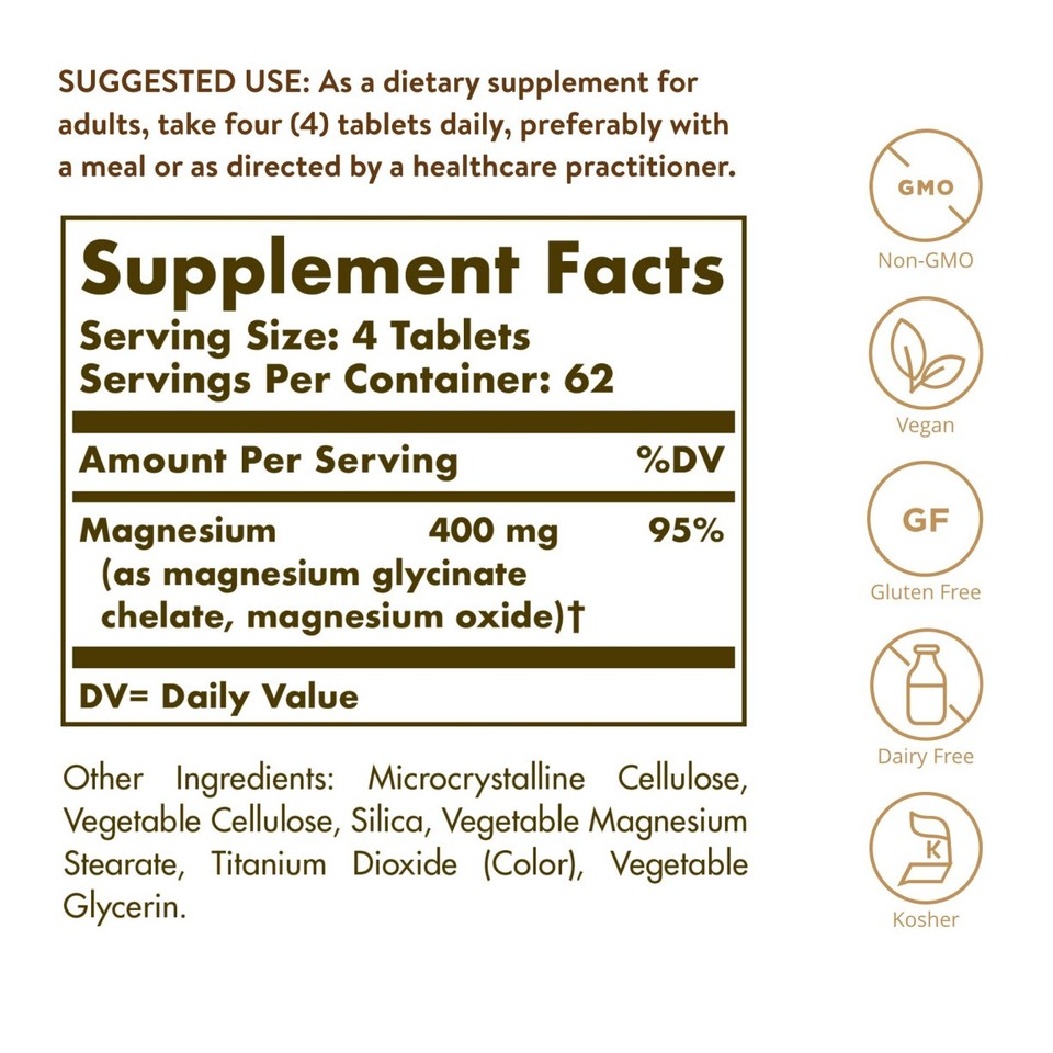Red Bottom Formal Solgar Chelated Magnesium, 250 Tablets - Supports Nerve & Muscle ...