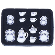 1:12 Miniature 15pcs Porcelain Tea Cup Set Chintz Flower Tableware Kitche U-cx