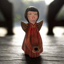 THUN Bolzano Angelo 9” Statuina Natale Ceramica Rossa Italia Bolzano Collezionisti Orig