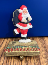 Santa Christmas Stocking Holder Hook - Resin - Original Box