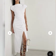 Isabel Marant Nadela Dress Women’s XS White Maxi $490 Jersey Organic Cotton