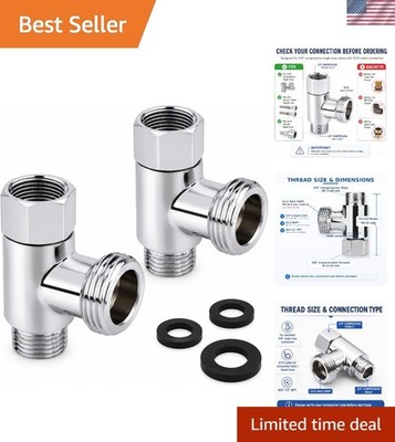 2 Pack 3-Way Tee Adapter, 3/8'' Compression x 3/8'' Compression x G1/2 Male BSP...