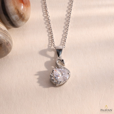 2CT Moissanite Swan Pendant Necklace, Sterling Silver, Minimalist Jewelry