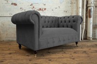 Sofas 2 Sitzer Couch Polster Sofa Stoff Chesterfield Couchen Garnitur Grau Neu