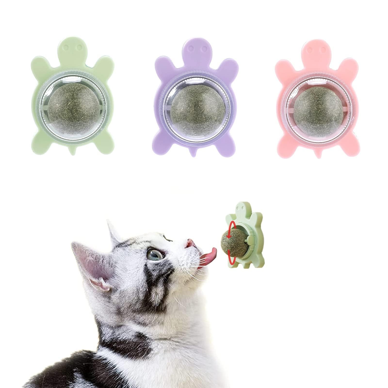 Jouet herbe à chat en forme de tortue Diyxisk, boule herbe à chat murale pour chat d'intérieur