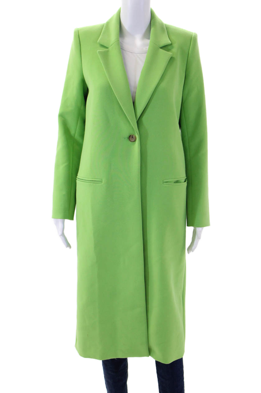 Something Navy Womens Green Collared Button Overc… - image 1