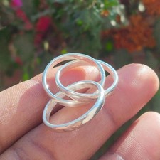 Solid 925 Sterling Silver Triple Band Ring Handmade Statement All Size Ring R44