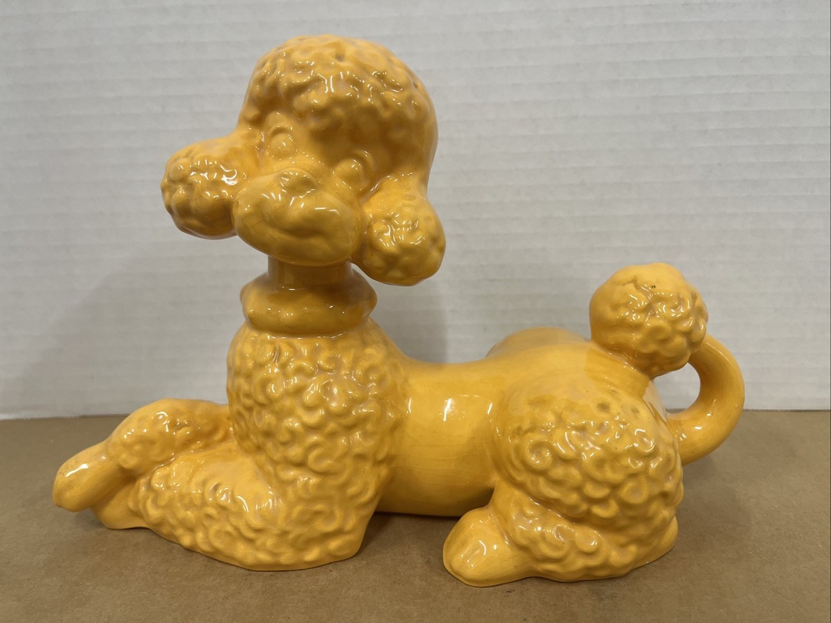 Vintage Mustard Yellow Ceramic Poodle Figurine, Home Decor | eBay