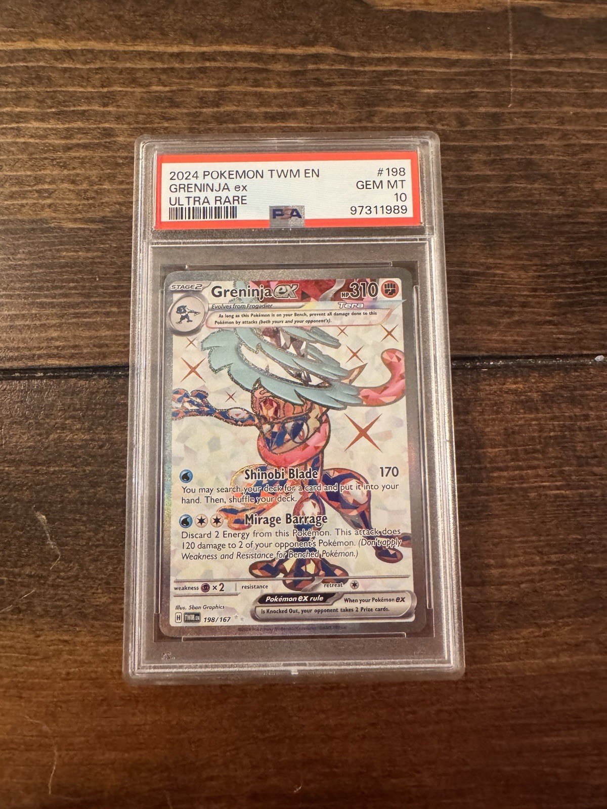 Pokémon Twilight Masquerade Greninja EX Ultra Rare Card #198/167 PSA 10